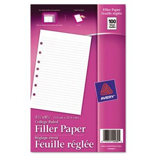 Avery Mini Binder Filler Paper 7 Hole Punch College Rule 100 Sheets