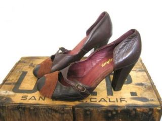 Faryl Robin Anthropologie Cute Brown Leather Heels Sz 7
