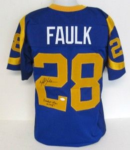St. Louis Rams Marshall Faulk Autographed Blue Jersey Greatest Show On