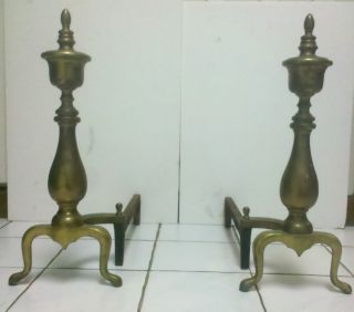   of full antique old large brass fireplace ornate andirons cast iron