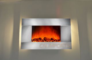 36 Wall Mounted Stainless Fireplace Heater Backlight with Logs C510GLB