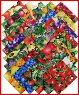 Fabri Quilt Farmer Johns Garden 5 Fabric Quilting Squares Fruits