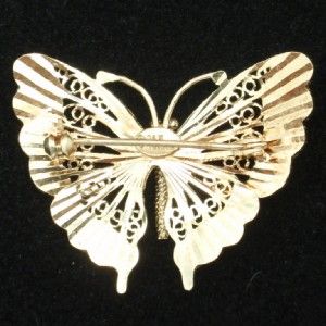 Butterfly Pin Vintage 14k Yellow Gold & Enamel Turkey Feinstein
