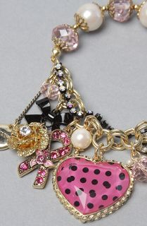 Betsey Johnson The Pink Ribbon Heart Bead Bracelet