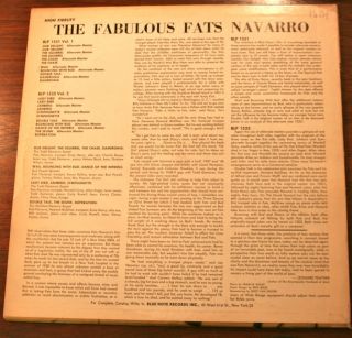 Fabulous Fats Navarro Vol 1    Original Blue Note Jazz LP BLP 1531 RVG