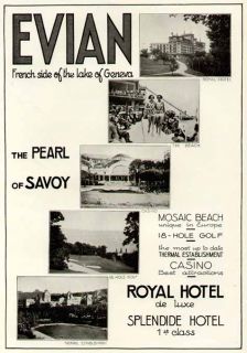 1931 ad for royal splendide hotels at evian france