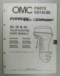 1988 OMC Parts Catalog Evinrude Johnson 20 25 30 HP Tiller Start 10