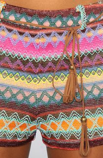 Ladakh The Border Blanket Knit Short in Aqua Multi