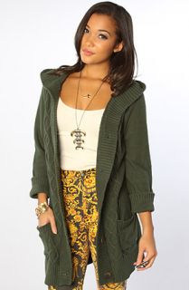 Volcom The Lust Found Cable Knit Cardigan in Dark Green  Karmaloop