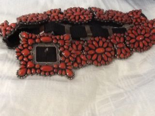  FABULOUS one of a kind Leo Feeney CORAL & STERLING Silver concho Belt