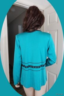 Exclusively MISOOK Turquoise Green Black Trim Knit Jacket Cardigan