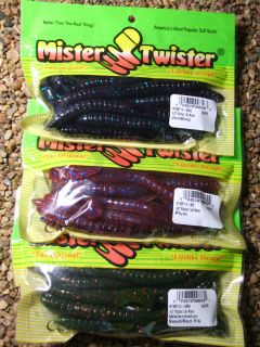  MISTER TWISTER 9 1/2 RIBBON TAIL WORMS   BASS FISHING PLASTIC WORM
