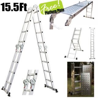  Purpose Telescoping Extension Ladder 2 Free Platform Plate New