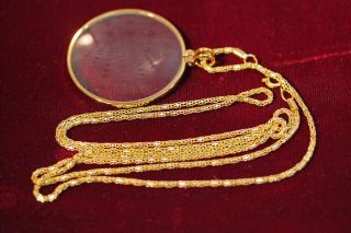 PENDANT MAGNIFIER MONOCLE 1 SPECTACLE COSTUME JEWELRY LONG GOLD CHAIN