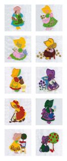 Applique Floral Sunbonnets Machine Embroidery Designs