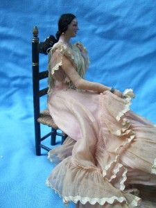 VINTAGE CLOTH FLAMENCO DANCER DOLL CLAY ? HEAD MADE IN SPAIN 17 WITH