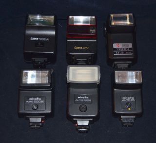 35mm Flash Units Lot of 6 Canon Minolta Yashica