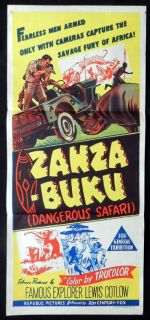 Zanza Buku 1956 African Safari Documentary RARE Daybill Movie Poster