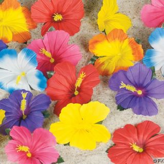 48 LG HIBISCUS FLOWERS NIP LUAU TIKI HAWAIIAN TROPICAL WEDDING