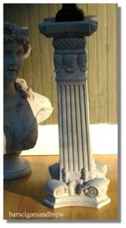 Fluted Column Pedestal Stand in Faux Marble Stone for Antique Bust