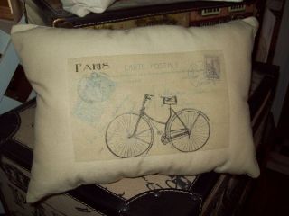 Paris Decorative Small Carte Postale Bike Pillow French