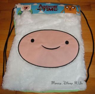 Adventure Time Finn Face Fuzzy Cinch Tote Back Sack Drawstring Book