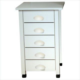 Venture Horizon 5 Drawer Mobile Wood Filing Cabinet White