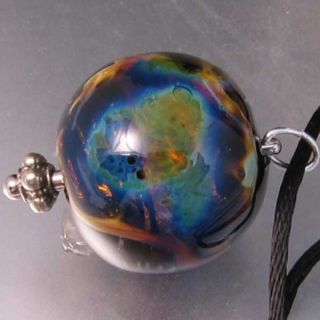 DFJ Lampwork Focal Bead Galaxy Globe Pendant Necklace Dichroic Shard