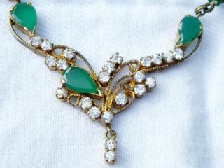 Fine Vintage Emerald Faux Diamond Chandelier Earrings