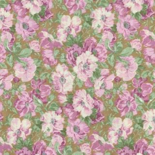 Regents Park Pink Mauve Floral on Tan Cotton Fabric BTY for Quilting