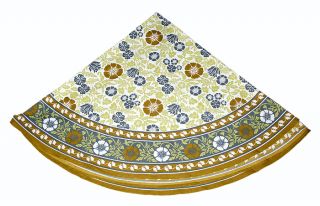  Round Shape Cotton Table Cloth with Floral Hand Block Print