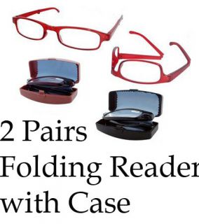 Folding Reader Reading Glasses with Case Optic Black Brown Plastic