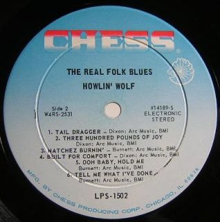 Howlin’ Wolf “The Real Folk Blues” Chess LP 1502 Blues Vinyl VG