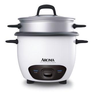 Aroma 6 Cup Rice Cooker and Food Steamer White Arc 743 1NG