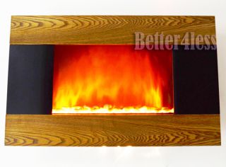 Wall Mounted Electric Fireplace Firebox Control Remote Heater BAF