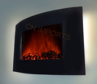 35 5 Wall Mounted Tempered Glass Fireplace Heater Backlight with Logs