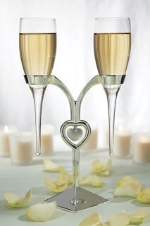 Wedding Bride Groom Champagne Toasting Flutes Goblets