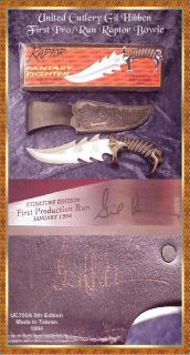  Cutlery 1994 Gil Hibben UC750A Raptor 1st PRO/RUN Auto. Knife & Sheath