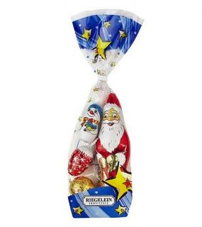 Riegelein German Milk Chocolate Santa Ornaments 3 5oz Gift Bag