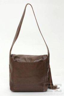 Chanel Brown Leather Logo Stitched Shoulder Flap Bag