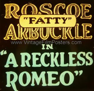 Fatty Arbuckle Orig 1917 Glass Slide A Reckless Romeo