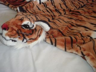  TIGER RUG soft faux plush jungle safari floor carpet rug animal cat