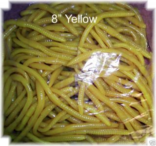 Yellow Soft Plastic Fishing Worm Bag of 10