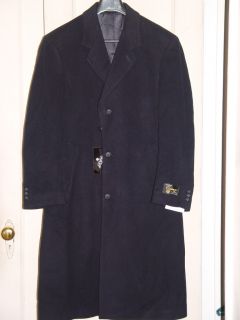 Mens Blue Cashmere Wool Jacket Coat Overcoat Size 44R Large New Tags
