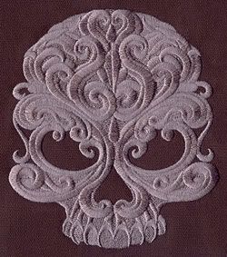 BAROQUE DAMASK SKULL Embroidered Hand or Bath Towels   1 or 2 Towels