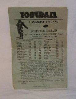  LOVELAND HIGH SCHOOL INDIANS FOOTBALL PROGRAM LONGMONT TROJANS PLAYERS