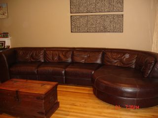 Beautiful Leather Sectional w/Cuddler *Gently Used* Raymour & Flanigan