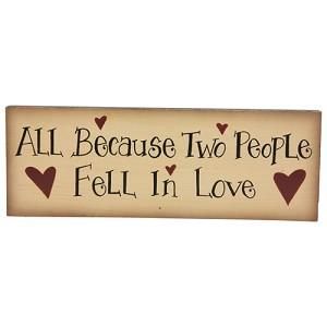 New Fell in Love Wooden Plaque Sign Country Primitive Home Wall Decor