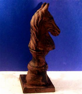 horse head fence post finial cast iron in an antiqued rust finish the