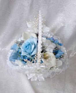 beautiful white or ivory satin flower girl baskets with inner